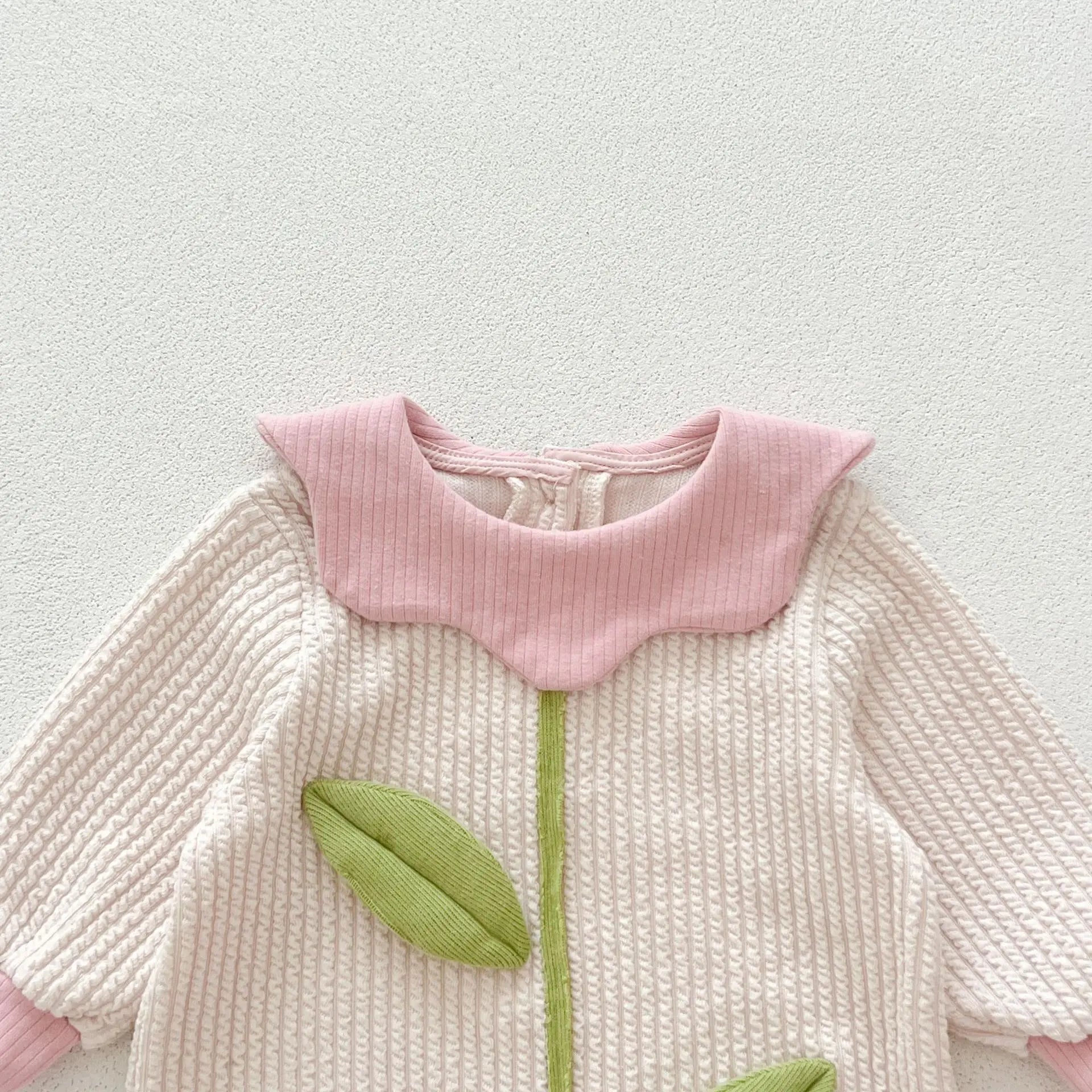 Autumn Newborn Infant Baby Girls Lapel Flower Romper Lovely And Sweet Doll Collar Rompers Kids Onepiece Fashion Baby Clothing